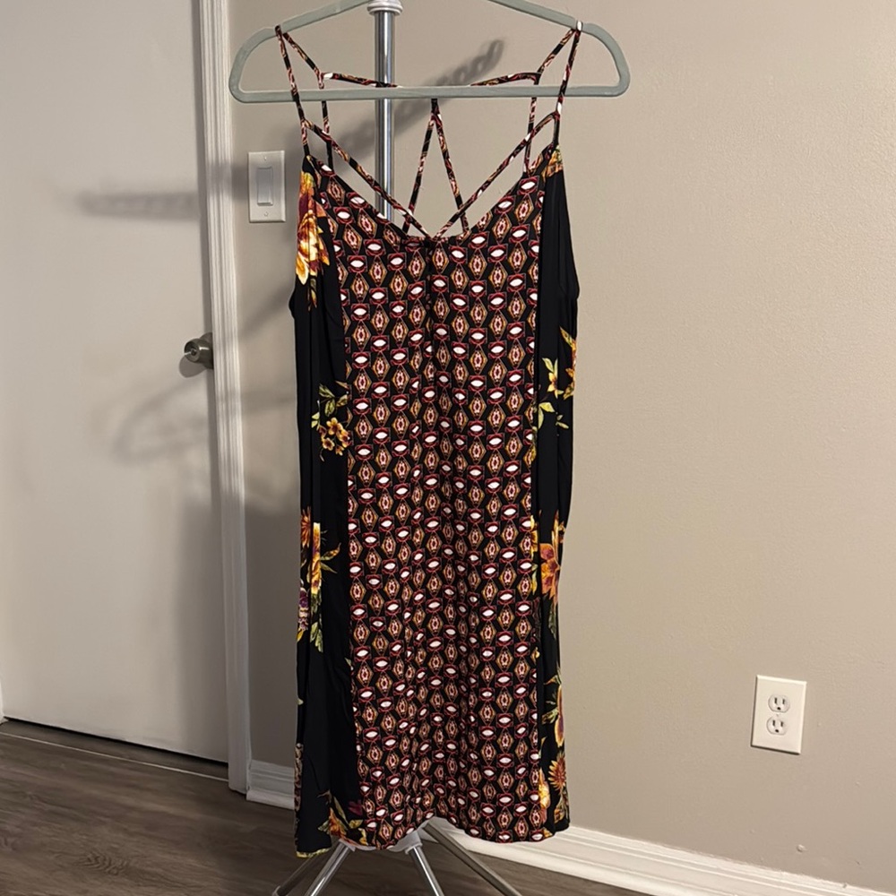 Xhilaration Black and White Spaghetti Strap Midi Dress